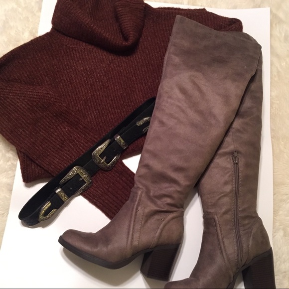 Soda Shoes - 🥶Soda Brand Taupe Over The Knee Boots